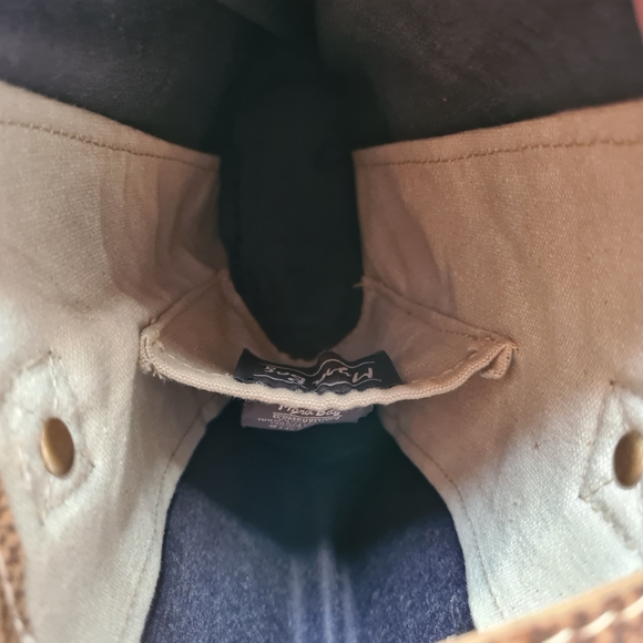 Myra Bag Leather Cotton Carve Gold Tan Cream Unique Medium Tote Bag Handbag - Picture 10 of 16